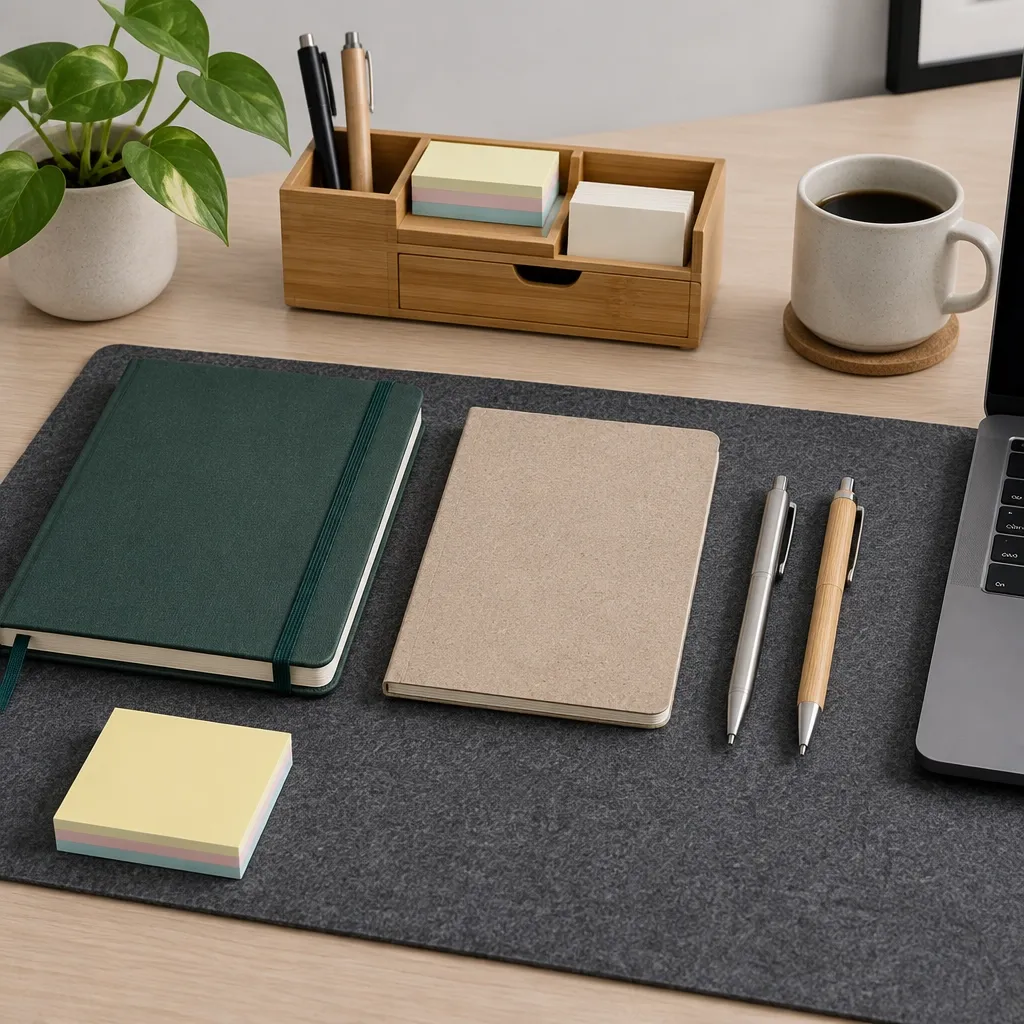 Branded desk and stationery merchandise for a UK corporate merchandise brief